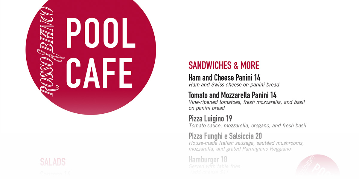 Pool Cafe Menu
