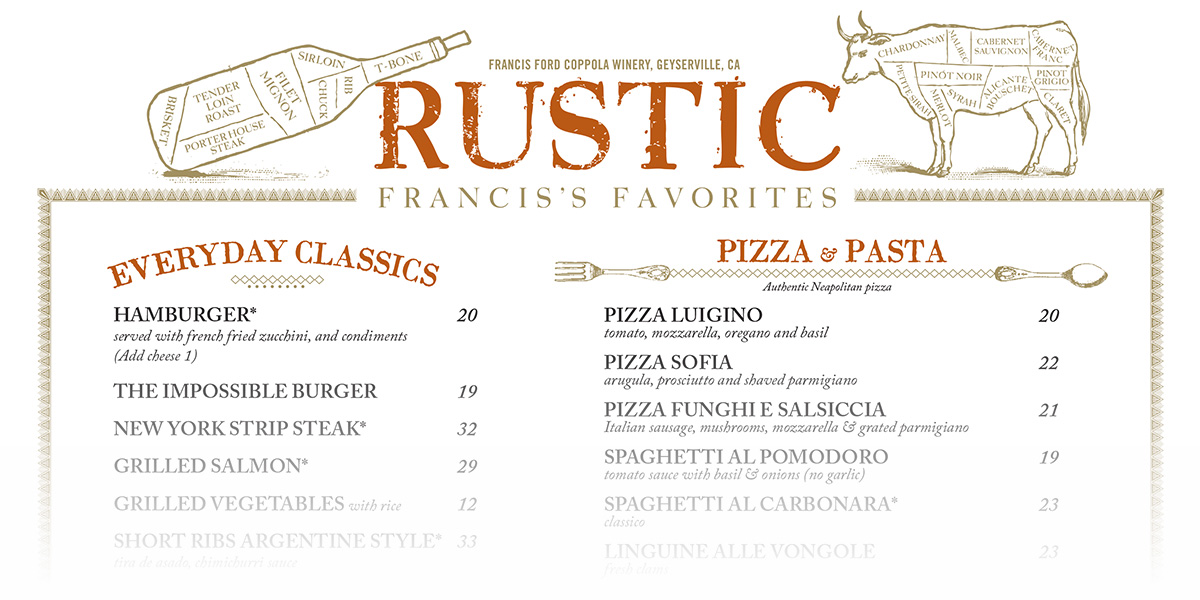 Rustic Menu