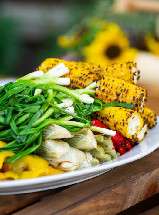 Plate of grilled vegetables.