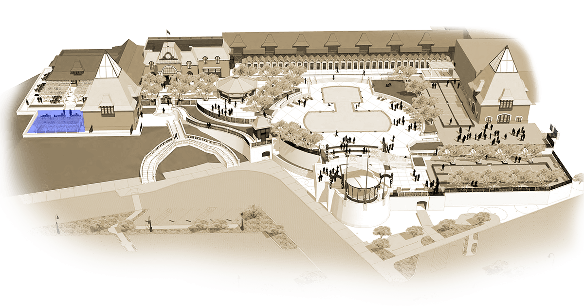 Illustrated map of Coppola Winery with East Terrace in highlighted blue.