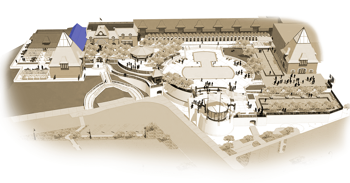 Illustrated map of Coppola Winery with Upstairs Gallery in highlighted blue.