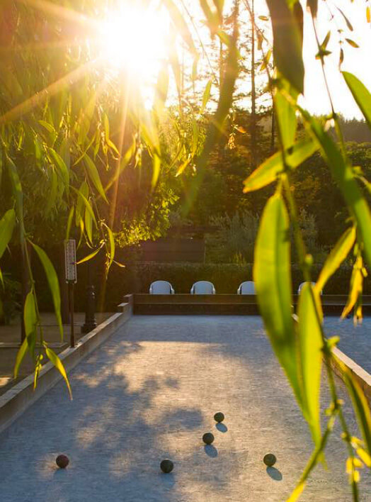 Bocce court at sunset.